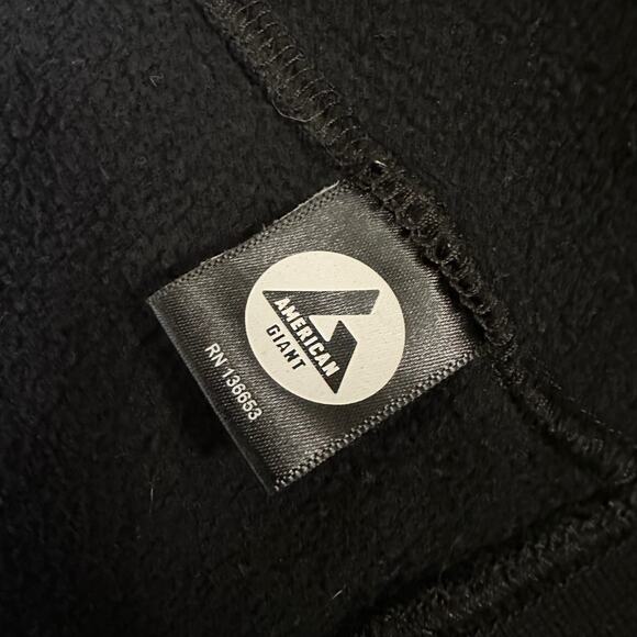 AMERICAN GIANT Baseball Jacket Black Cotton Outdoor Snap Button Bomber - Picture 10 of 13